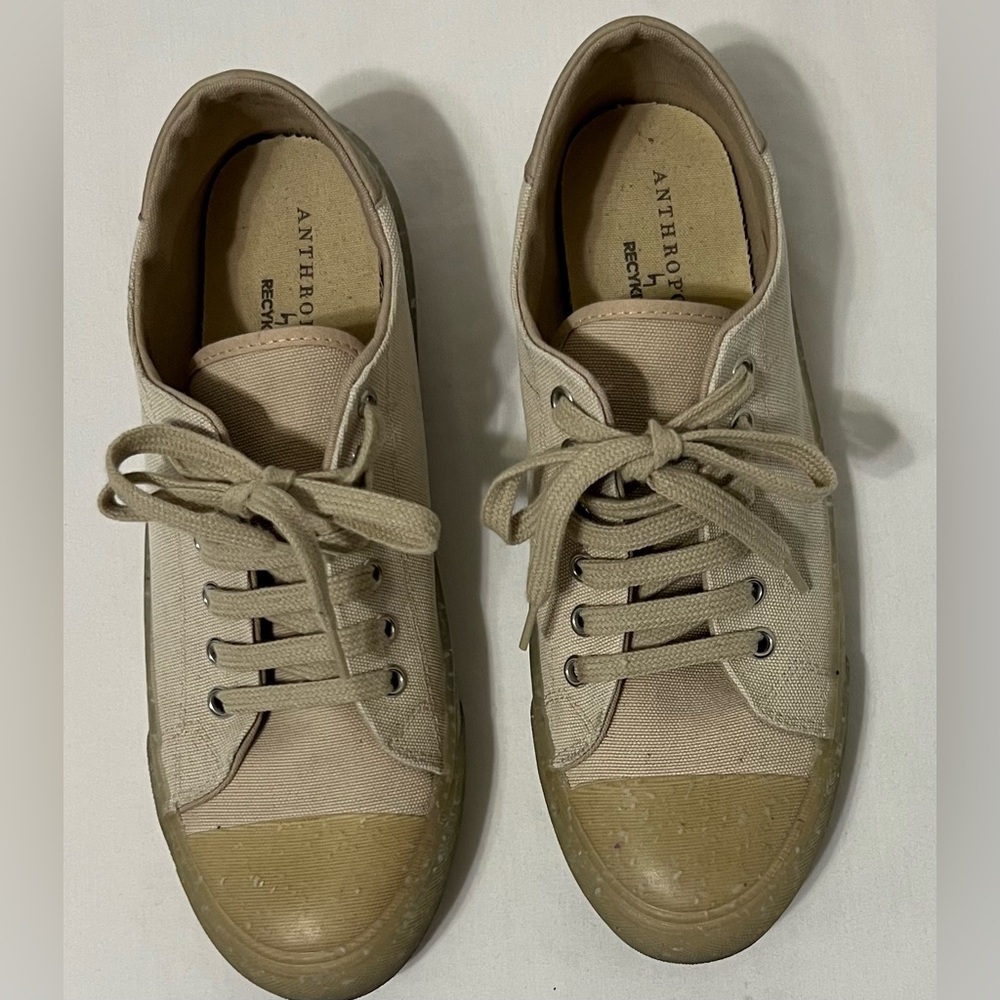Anthropologie ReCykers Beige Canvas Lace-Up Sneakers EU 40 Made in Spain